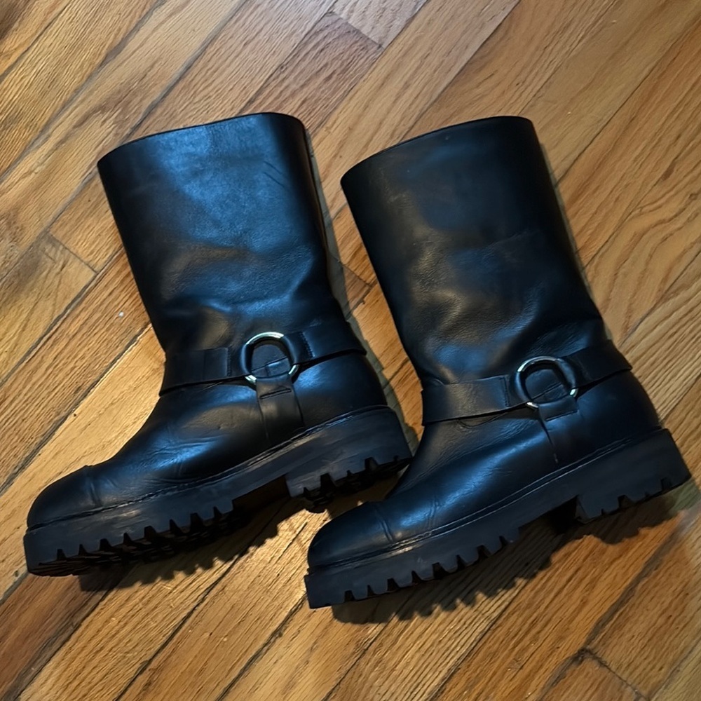 MARNI calf length leather moto boots - Picture 1 of 16